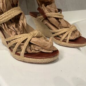 Michael Kors Brown and Tan Espadrille Wedges